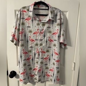Men’s 2XL button down shirt with flamingos